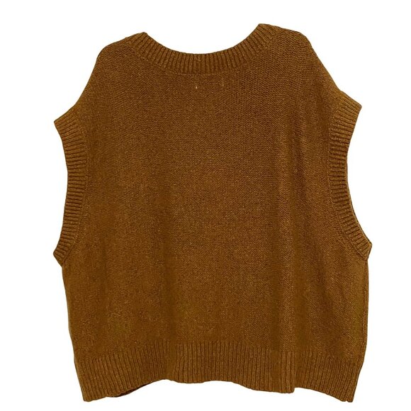 Old Navy Cable Knit Sweater Vest XXL Brown Grandpacore Light Academia Professor - Picture 3 of 4